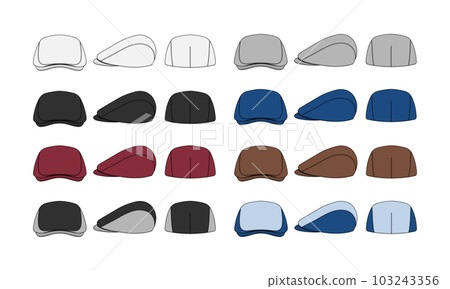 Hat / hunting cap vector illustration set (front / back / side) Hat / hunting cap vector illustration set (front / back / side) 103243356
