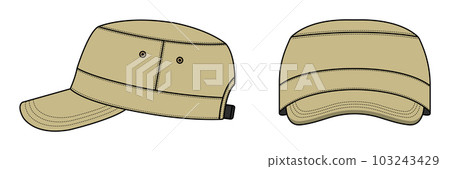 Hat / work cap (beige) vector illustration (front / side) Hat / work cap (beige) vector illustration (front / side) 103243429