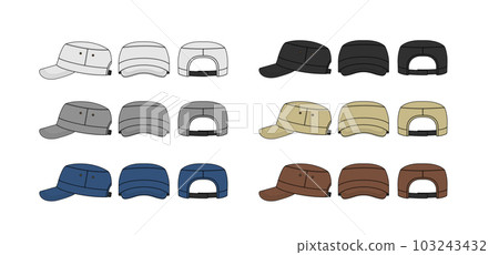 Hat / work cap (color set) vector illustration (front / side / back) Hat / work cap (color set) vector illustration (front / side / back) 103243432