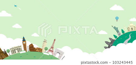 世界旅遊目的地,世界旅行,世界各地矢量橫幅插圖 世界旅遊目的地,世界旅行,世界各地矢量橫幅插圖 103243445