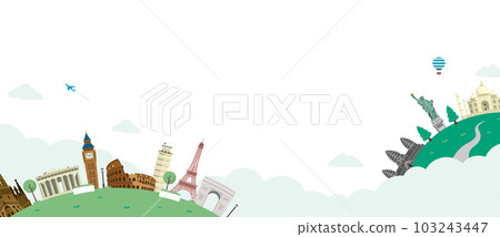 World tourist destinations, world travel, around the world Vector banner illustration (no background) World tourist destinations, world travel, around the world Vector banner illustration (no background) 103243447