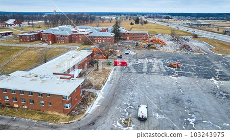 Snowy Byron Health Center Deconstruction Drone View 103243975