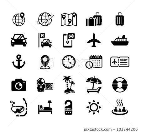 旅行、出差、出差、度假矢量圖標插圖集 103244200