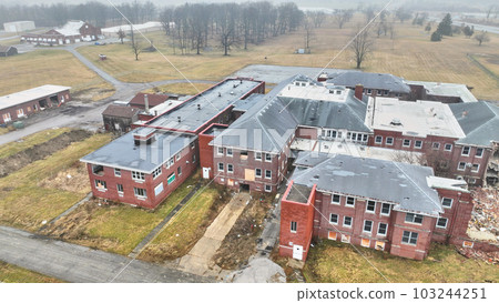 Large hospital complex aerial view with drone Large hospital complex aerial view with drone 103244251