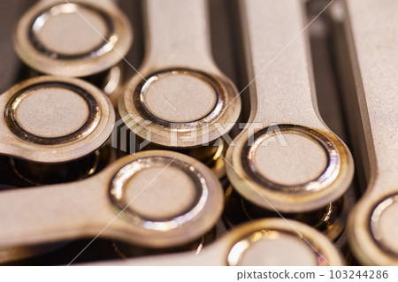 Seven machinery parts wrenches bolts welding welded bits background asset 103244286
