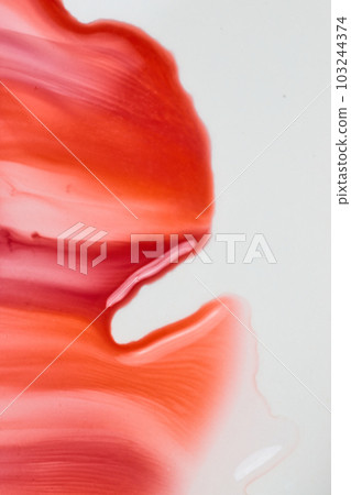 Asset with white background of an abstract pool of blood from skittles candy and sugar in water 103244374
