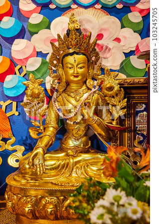Large Tibetan Mongolian Buddhist statues in shrine 103245705