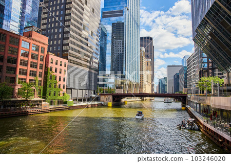 Ship canals of Chicago lined with skyscrapers Ship canals of Chicago lined with skyscrapers 103246020