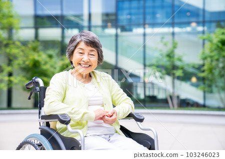 A senior woman in a wheelchair Photography cooperation "LINK FOREST" A senior woman in a wheelchair Photography cooperation "LINK FOREST" 103246023