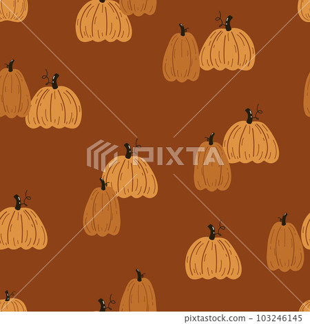 Seamless autumn pattern with pumpkins. Endless repeatable autumn harvest texture. 103246145
