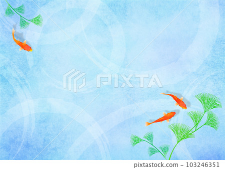 Goldfish and aquatic plants Japanese style summer image 103246351