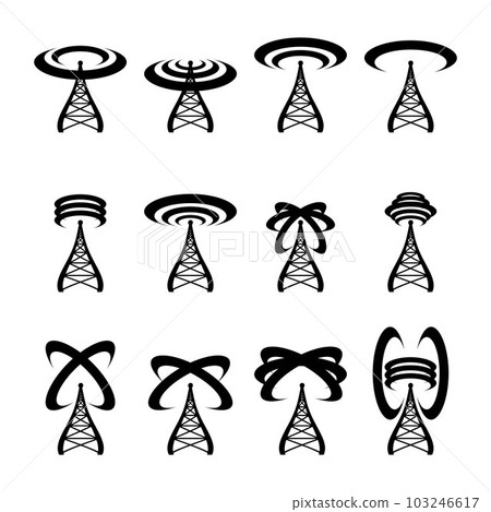 Radio and cell towers set 103246617