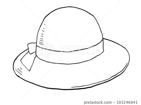 Straw hat sketch line drawing illustration Straw hat sketch line drawing illustration 103246841