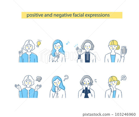 Four women's facial expressions_h4-7 Negative & positive 103246960