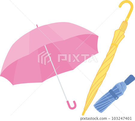 雨傘_各種雨傘_開粉色傘_收黃色長傘_藍色折疊傘 103247401