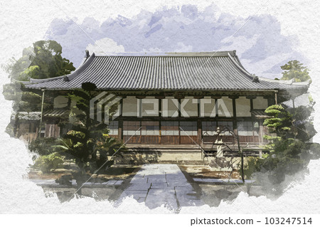 水彩風格嬉野溫泉瑞光寺本堂佐賀縣嬉野市 103247514