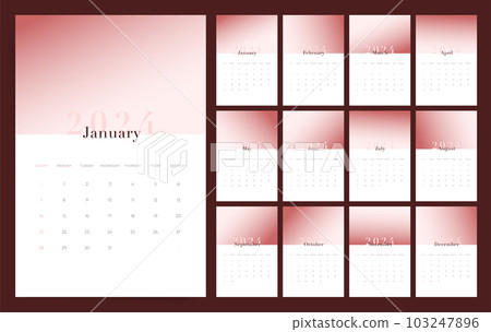 Complete 2024 Calendar Set with Gradient Aesthetic Wall Templates. Week Begins on Sunday Complete 2024 Calendar Set with Gradient Aesthetic Wall Templates. Week Begins on Sunday 103247896