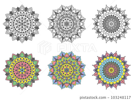 Colored luxury mandala set. 103248117