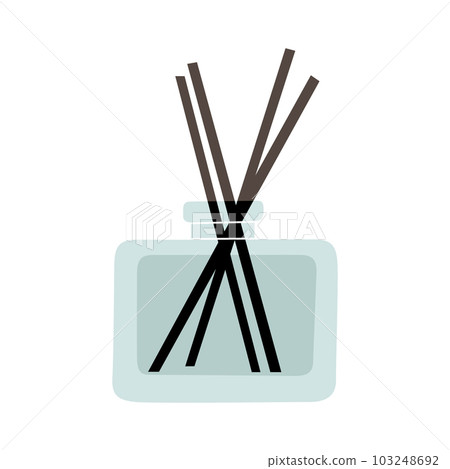 Aroma reed diffuser. Wooden aroma sticks in a glass jar isolated on white background . Vector illustration 103248692