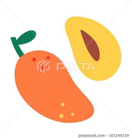 Mango fruit illustration, stylized vector illustration isolated on white background Mango fruit illustration, stylized vector illustration isolated on white background 103248729
