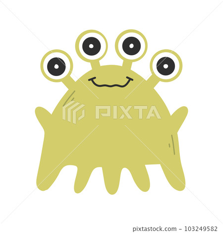 Cute monster in flat style. Hand drawn baby monster. Vector illustration. Kids monster isolated on white background. Cute monster in flat style. Hand drawn baby monster. Vector illustration. Kids monster isolated on white background. 103249582
