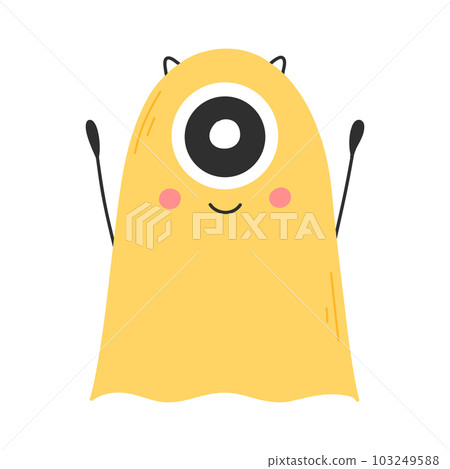 Cute monster in flat style. Hand drawn baby monster. Vector illustration. Kids monster isolated on white background. Cute monster in flat style. Hand drawn baby monster. Vector illustration. Kids monster isolated on white background. 103249588