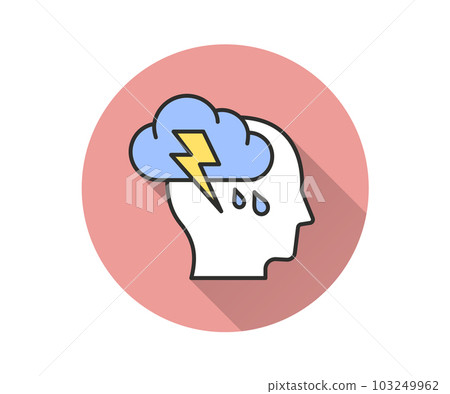 Anxiety flat icon. Simple illustration with long shadow for graphic and web design. Anxiety flat icon. Simple illustration with long shadow for graphic and web design. 103249962