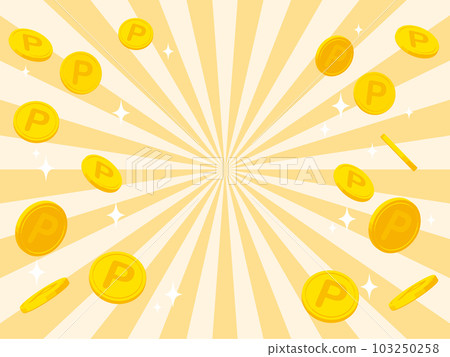 Background material of jumping out point coin and concentration line 103250258