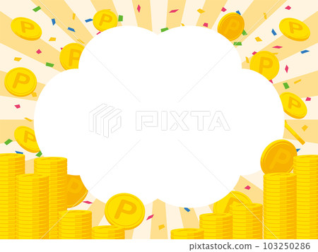A frame material of a concentrated line with a pile of point coins and confetti 103250286