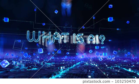 What is AI - businessman working and touching with virtual reality at office. What is AI - businessman working and touching with virtual reality at office. 103250470