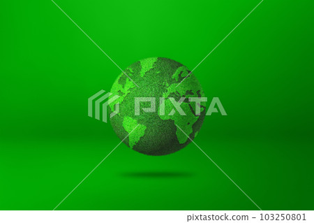 World globe covered with green grass isolated on blank background. Environmental protection symbol 103250801