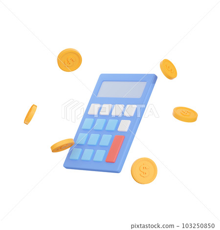 3DCG｜Calculator and dollar coin 103250850