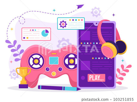 Video Game Development Vector Illustration with Games, Digital Technology, Programming and Coding in Flat Cartoon Hand Drawn Landing Page Templates Video Game Development Vector Illustration with Games, Digital Technology, Programming and Coding in Flat Cartoon Hand Drawn Landing Page Templates 103251855