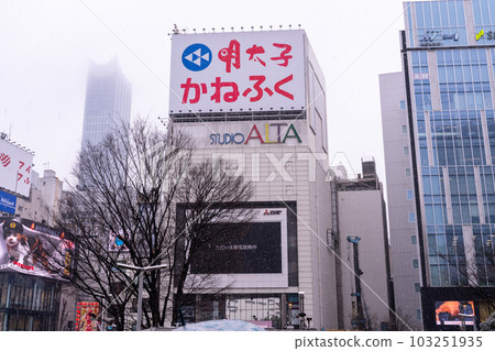 "Tokyo" Snowy winter Shinjuku city scenery "Tokyo" Snowy winter Shinjuku city scenery 103251935