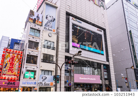 "Tokyo" Snowy winter Shinjuku city scenery "Tokyo" Snowy winter Shinjuku city scenery 103251943