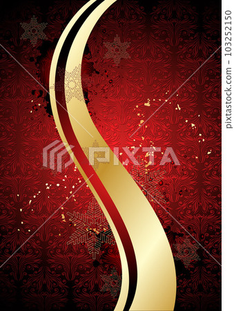 Christmas card with golden lines on a red background 103252150