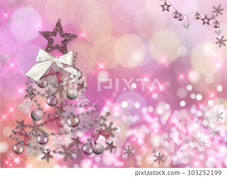 Christmas tree with toys on pink background 103252199