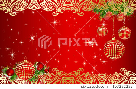 Christmas card with a place for text on a red background 103252252