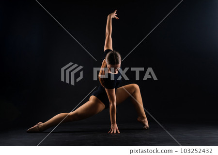 Beautiful cool young fit gymnast woman in sportswear dress working out, performing art gymnastics Beautiful cool young fit gymnast woman in sportswear dress working out, performing art gymnastics 103252432