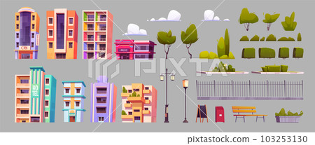 City infrastructure elements with urban building 103253130