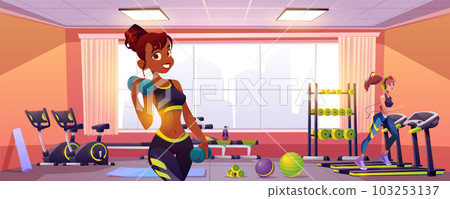 Active women exercising in gym 103253137