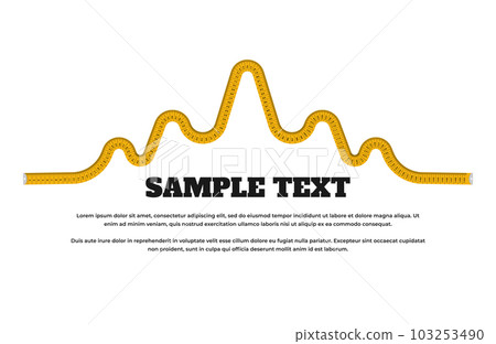 A wavy figure in the form of mountains or a cardiogram made from a measuring tape A wavy figure in the form of mountains or a cardiogram made from a measuring tape 103253490