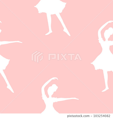 Seamless pattern of ballerina silhouettes. Ballet girl. Dancer illustration. 103254082