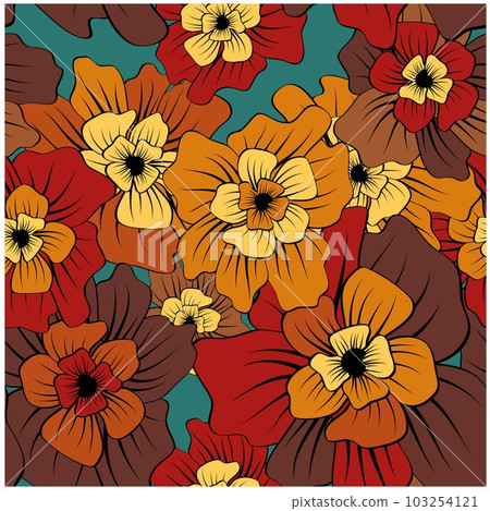 Beautiful paper art seamless pattern with flowers. Summer vector illustration. Spring floral vector Beautiful paper art seamless pattern with flowers. Summer vector illustration. Spring floral vector 103254121