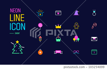 Sparkling neon line icon Sparkling neon line icon 103254899