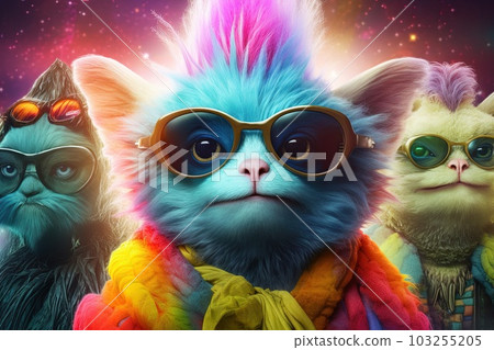 Alien lawyers species with rainbow - colored fur alien character illustration generative ai Alien lawyers species with rainbow - colored fur alien character illustration generative ai 103255205