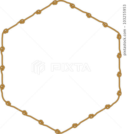 Hexagonal rope frame isolated on white background. Twisted cord. Hexagonal rope frame isolated on white background. Twisted cord. 103255953