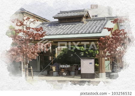 Watercolor-style Ureshino Onsen Yuyado Square in Ureshino City, Saga Prefecture Watercolor-style Ureshino Onsen Yuyado Square in Ureshino City, Saga Prefecture 103256532