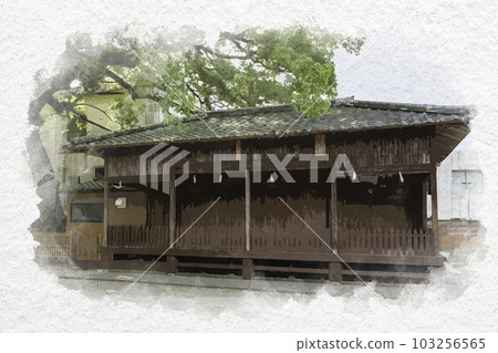 Watercolor-style Ureshino Onsen, Toyotamahime Shrine, Emaden, Ureshino City, Saga Prefecture 103256565