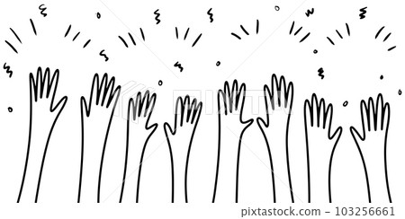 Applause hand draw, doodle clapping ovation. thumbs up gesture isolated on white background , vector illustration. 103256661